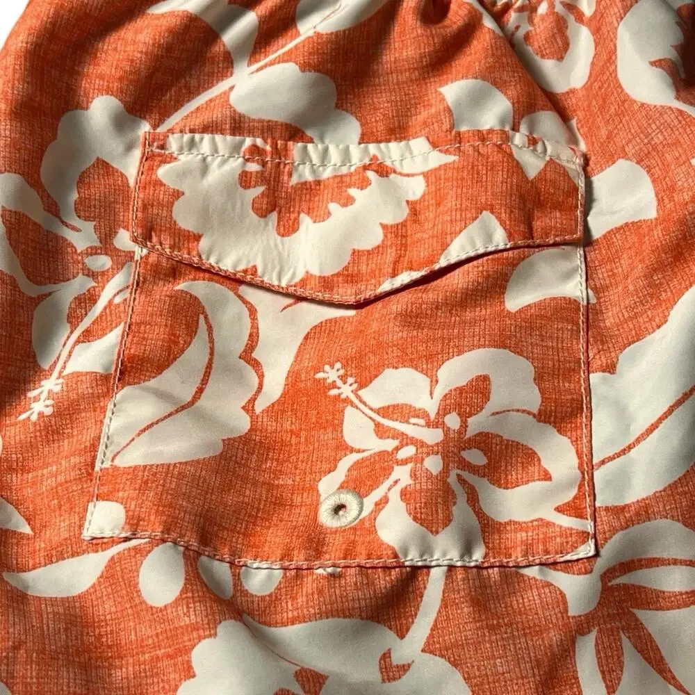 Tommy Bahama Swim Trunks Men Orange Tropical Hawaiian Floral Relax XL Mesh Lined